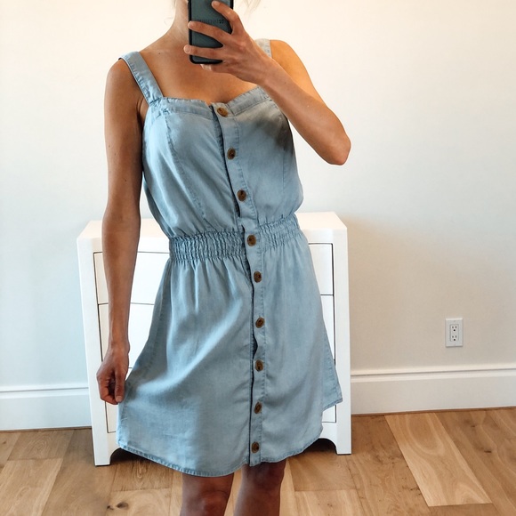 🟡 SALE! CAPRI Blue Sleeveless Tencel Button Dress - Picture 2 of 4